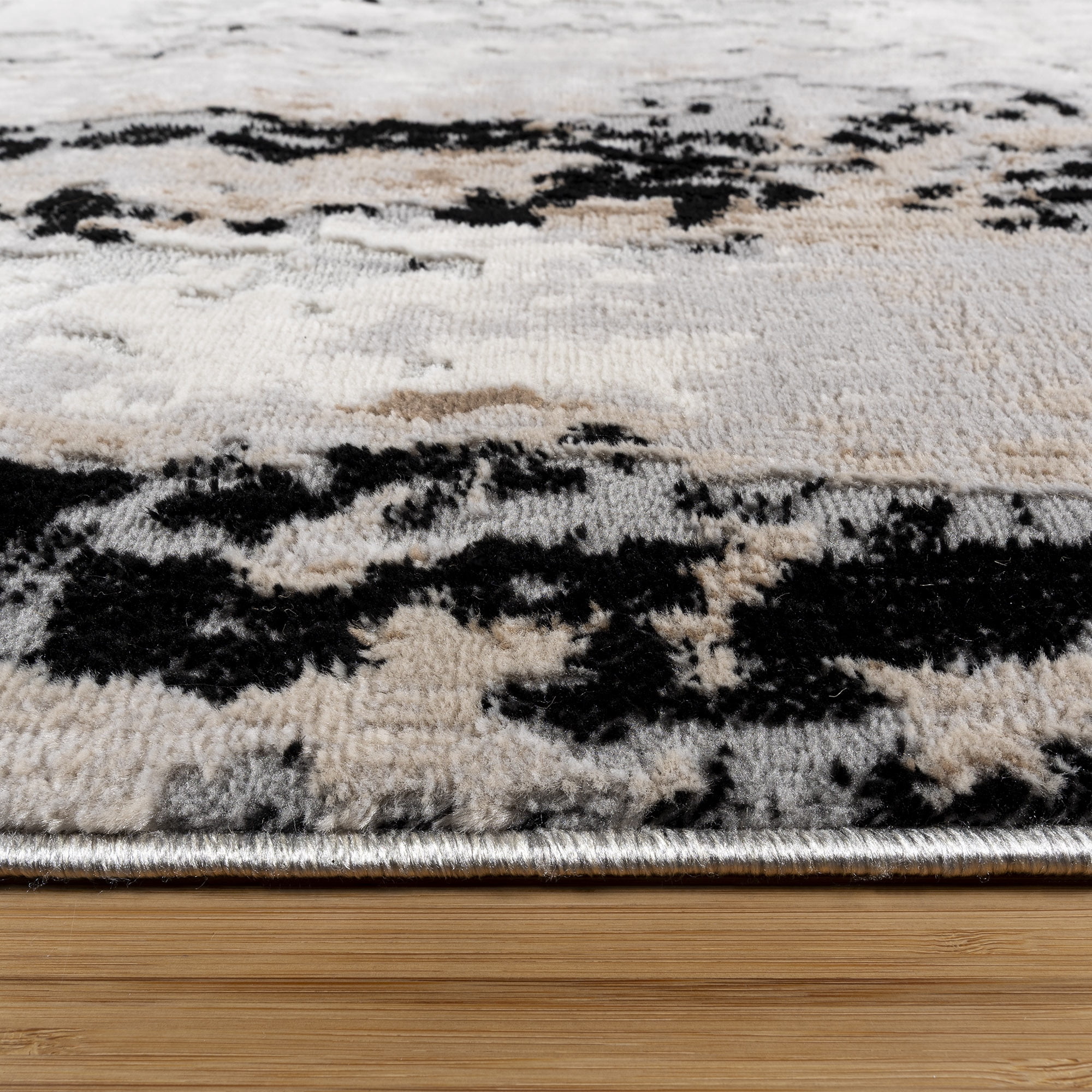 Arlo Verano Modern Abstract Black Area Rug, 8x10