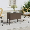 thumbnail image 1 of vidaXL Side Table Brown 53x37x48 cm Poly Rattan and Tempered Glass, 1 of 4