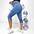 thumbnail image 3 of JUSLIO Capris for Women Faux Jeans Casual Fashion with Pockets Capris Dark Blue S, 3 of 9
