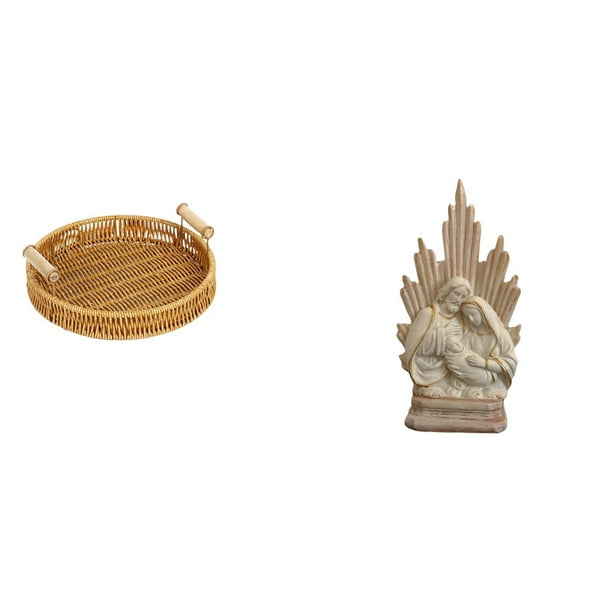 Cestas De Frutas Tejidas, Estatua De La Sagrada Familia, Cuenco Para Servir Refrigerios, Cesta De Frutas Cristiana Clásica, Escultura Católica, Plato De Pan, Estatua De Resina, Figura Para