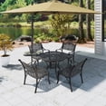 thumbnail image 3 of Mondawe 5 Pieces Outdoor Cast Aluminum Dining Set, All-Weather Patio Furniture Includes 4 Chairs and 1 Round Table with Umbrella Hole for Balcony Garden Deck,Bronze, 3 of 10