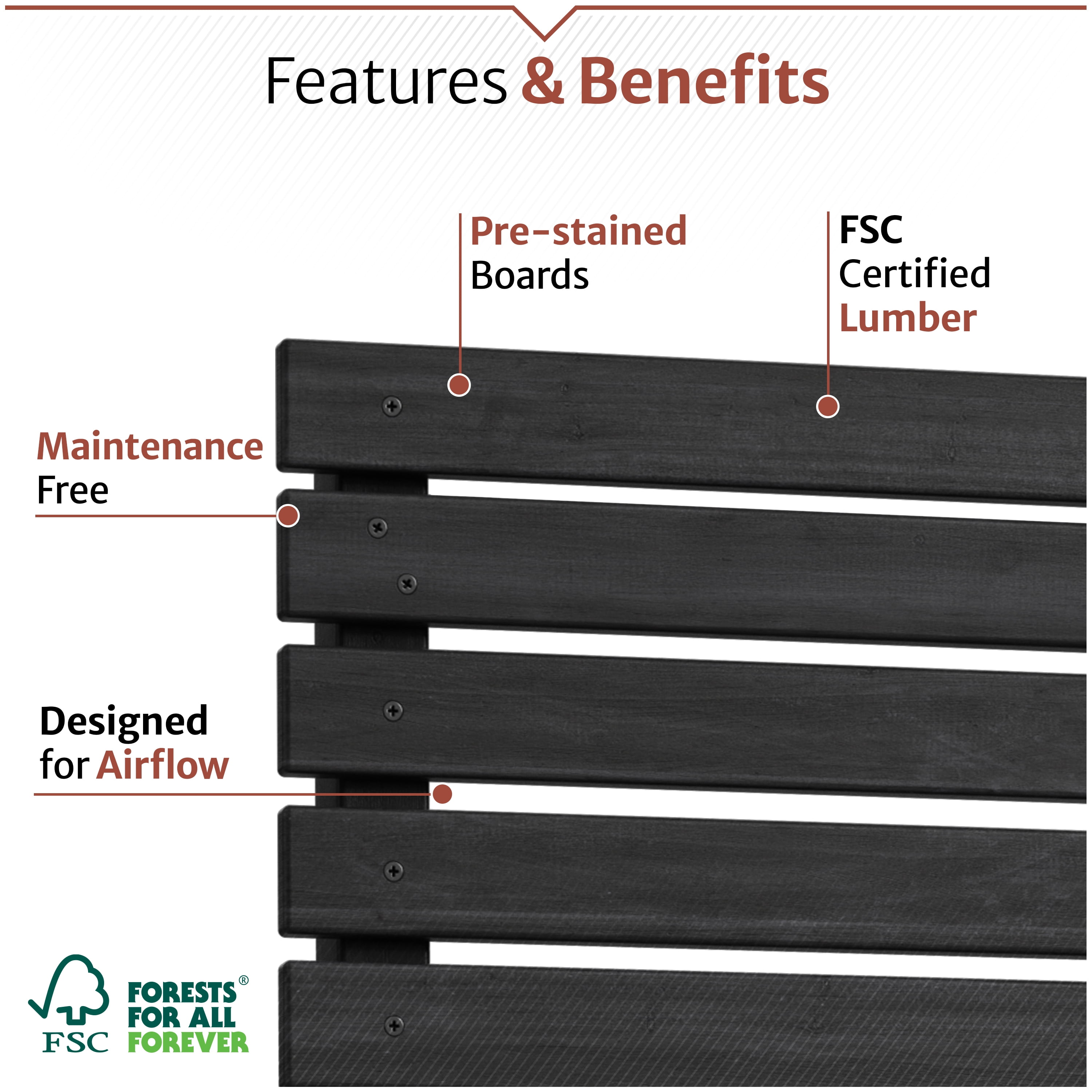 6ft H x 3.1ft W (1 Panel) No Dig Enclo Aspen Charcoal Wood Privacy Screen, Decorative Patio Privacy Screen, Great to Hide Trash Cans, Outdoor Privacy Fence Panel, Air Conditioner Fence, EC18042