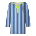 thumbnail image 4 of GYUJNB 3/4 Length Sleeve Womens Tops Button Down Summer Henley Neck T Shirts Plus Size Blouses, 4 of 5