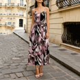 thumbnail image 6 of Levmjia Womens Strapless Floral Print Maxi Dress Sleeveless High Low Ruffle Hem Flowy A Line Casual Summer Dress Lightweight Breathable Elegant Dress Beach Vacation Party, 6 of 7