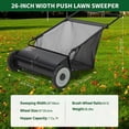 thumbnail image 3 of AIKKYS 26 Inch Heavy Duty Push Lawn Sweeper with 4 Spinning Brushes,Steel Frame 7 Cu. Ft. Leaf & Grass Collector,Adjustable Height,Black, 3 of 9