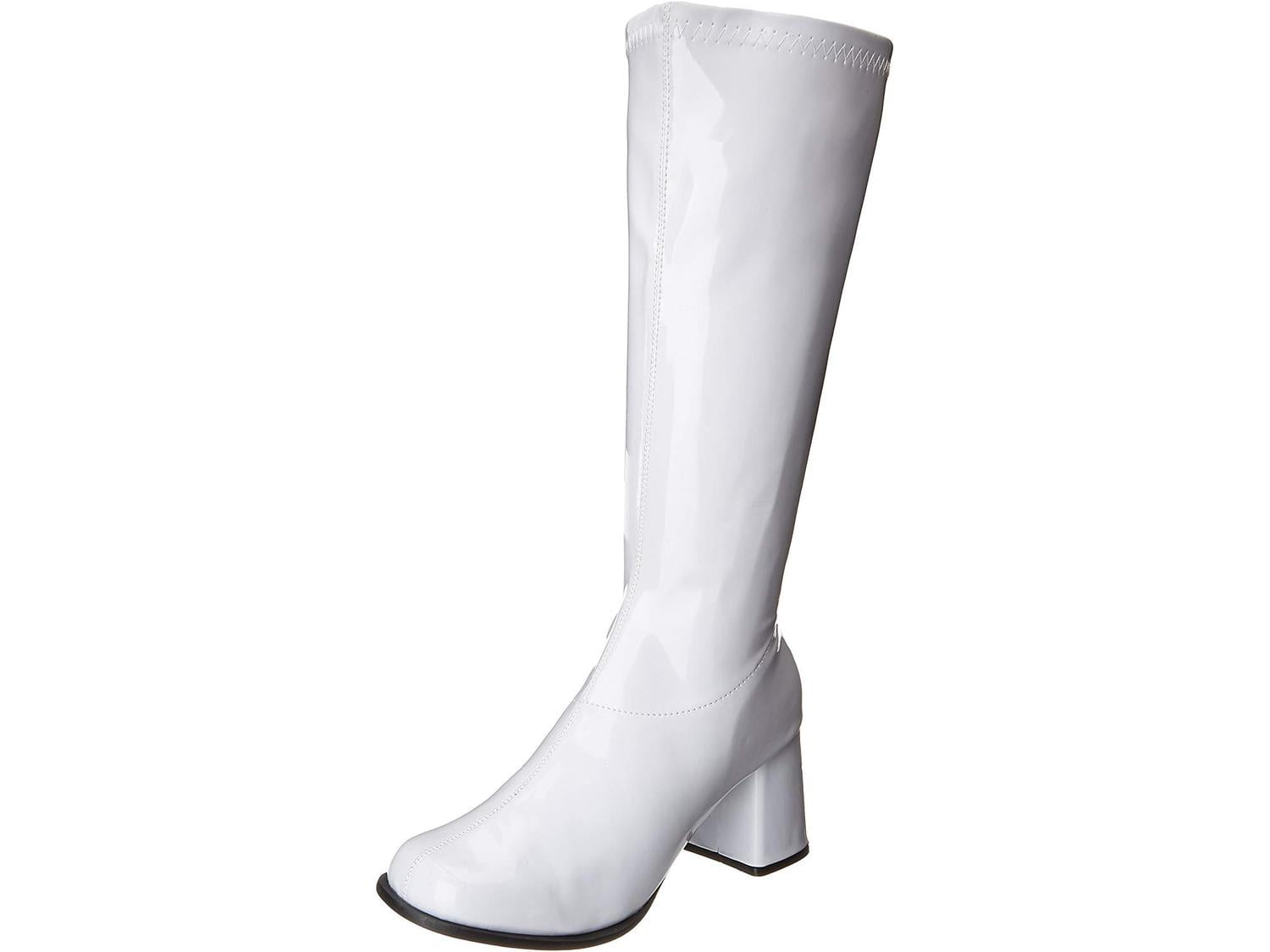 Groovy Disco White Fabric 70s Hippie Fake Boots for Women and Girls Costumes Skeleteen White Costume Boot Covers 