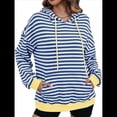 thumbnail image 2 of Sudadera con Capucha A Rayas para Mujer, Estilo Adolescente, para Otoño. Azul Real S, 2 of 10