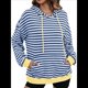 thumbnail image 2 of Sudadera con Capucha A Rayas para Mujer, Estilo Adolescente, para Otoño. Azul Real L, 2 of 10