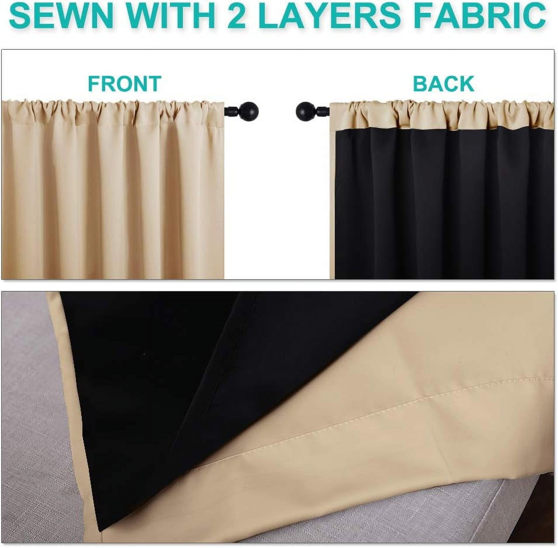 NICETOWN 100% Blackout Curtain Panels, 2 Thick Layers Full Blackout Curtains Thermal Insulated Noise Reducing Curtains Rod Pocket Energy Efficiency Drapes for Kitchen, Biscotti Beige, 52"x72", 1 Pair