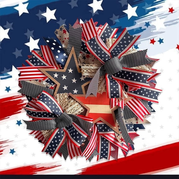 Patriotic Wreath Fourth Wreaths, Memorial Day Pride Garland Front Door Red White And Blue Wreath Summer American Flag Independence Swag Indoor Outdoor Wall