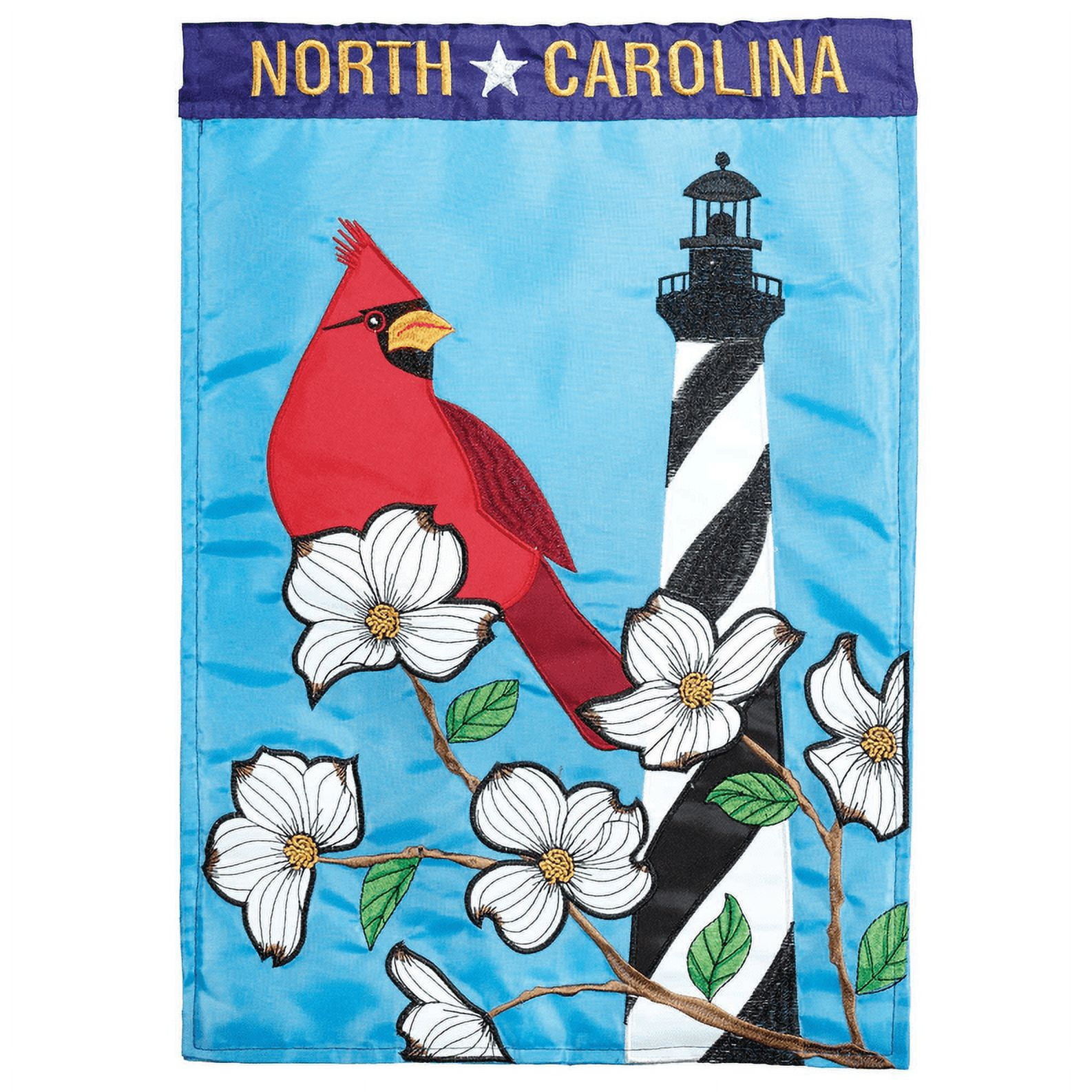Magnolia Gardens M011345 13 x 18 in. Double Applique North Carolina Icons Polyester Garden Flag