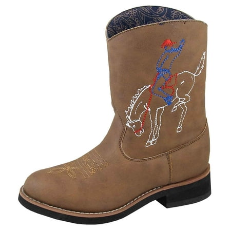 Smoky Mountain Kid's Night Horse Brown Distress Cowboy Boots