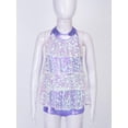 thumbnail image 5 of Mufeng Kids Girls Sparkly Sequin Dance Dress Tassel Latin Dresses Salsa Samba Performance Costume Lavender 6, 5 of 7