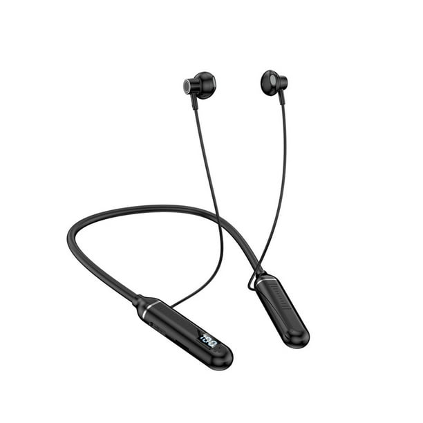 Cateissary Auricular ABS para colgar en el cuello, resistente al agua, a prueba de sudor, pantalla LED de potencia, tarjeta de memoria de bajo Videojuegos y accesorios Negro