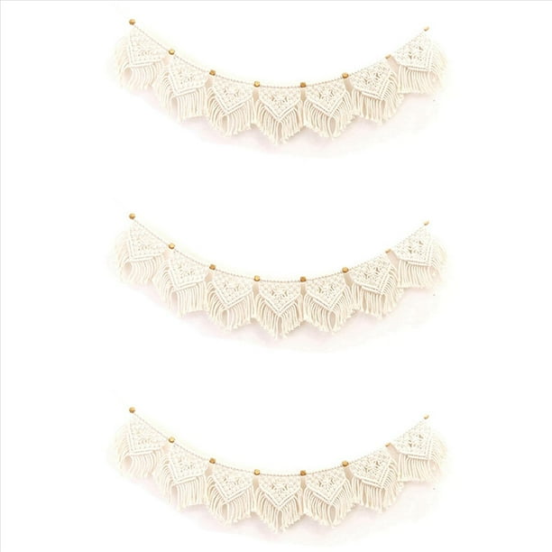 3X Tapiz Tejido con Flecos de Macramé Colgante de Pared Decoración de la Pared del Hogar Decoración Sala de Estar Dormitorio Cabecero Colgante de Pared