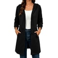 thumbnail image 3 of ZHYou Long Hooded Jackets for Women Full Zip Up Drawstring Casual Comfy Baggy Long Sleeve Hoodies with 2 Pockets,Black,Size L, 3 of 9