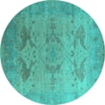 thumbnail image 1 of Ahgly Company Indoor Round Oriental Turquoise Blue Industrial Area Rugs, 4' Round, 1 of 4