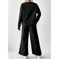 thumbnail image 5 of Aleumdr Women's 2 Piece Outfits Sets Oversized Long Sleeve Textured Matching Set Sweatsuit Sets Black L, 5 of 9