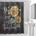 thumbnail image 4 of Yellow Sunflower Leaves Fabric Shower Curtain Plant Floral Black Washable Shower Curtains for Bathroom, Waterproof Bath Curtain with Hooks Home Decor 72x84in, 4 of 8