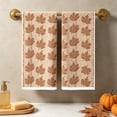 thumbnail image 2 of Leutsin 2 Pack Fall Maple Leaf Kitchen Towels, Brown Jacquard Maple Leaf Pattern Absorbent Dish Hand Towels, Farmhouse Seasonal Thanksgiving Halloween Kitchen Counter Home Decor, 16 x 24 inch, 2 of 7