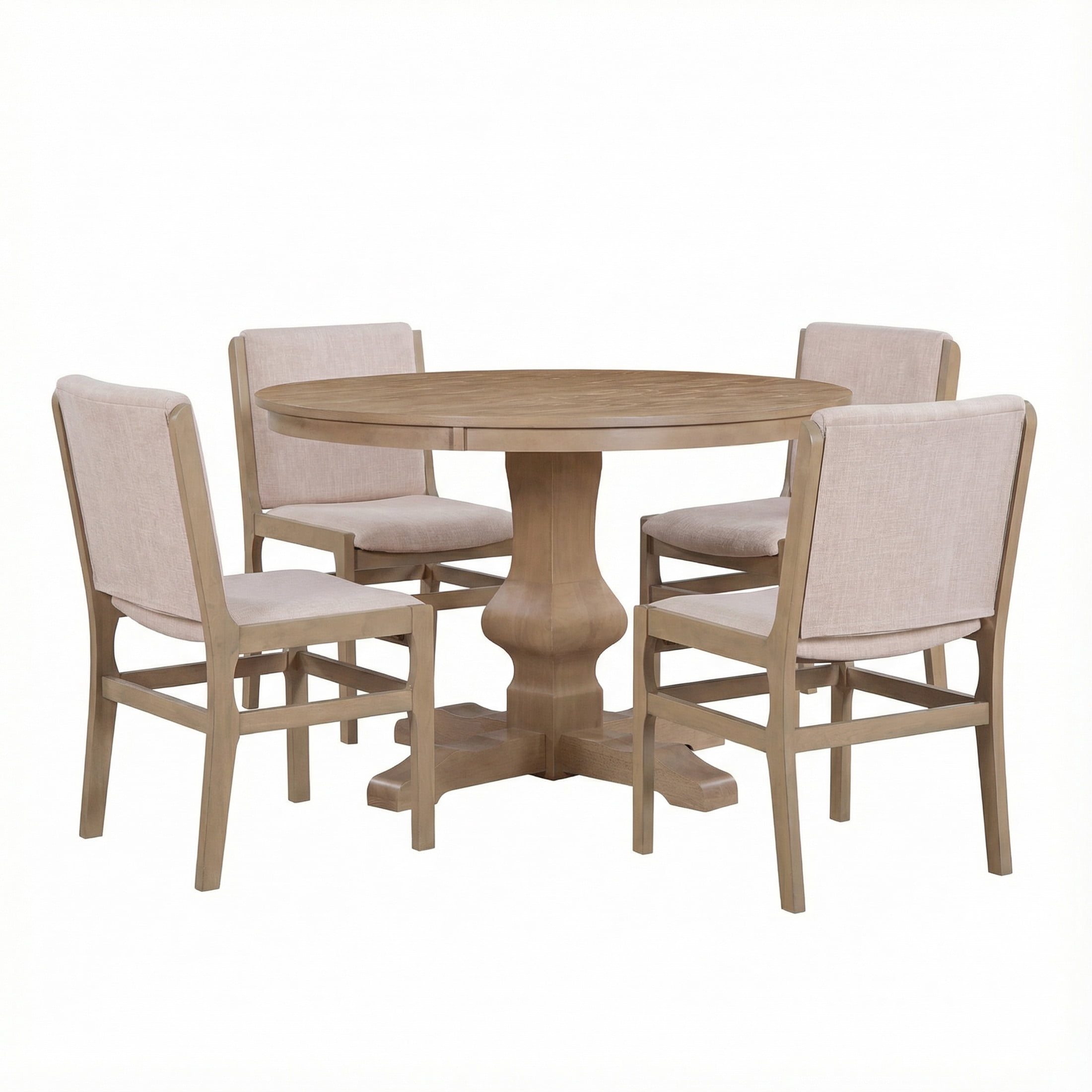 Christopher Knight Home 5-Piece Contemporary Round Dining Table with Upholstered Chairs, Light Natural