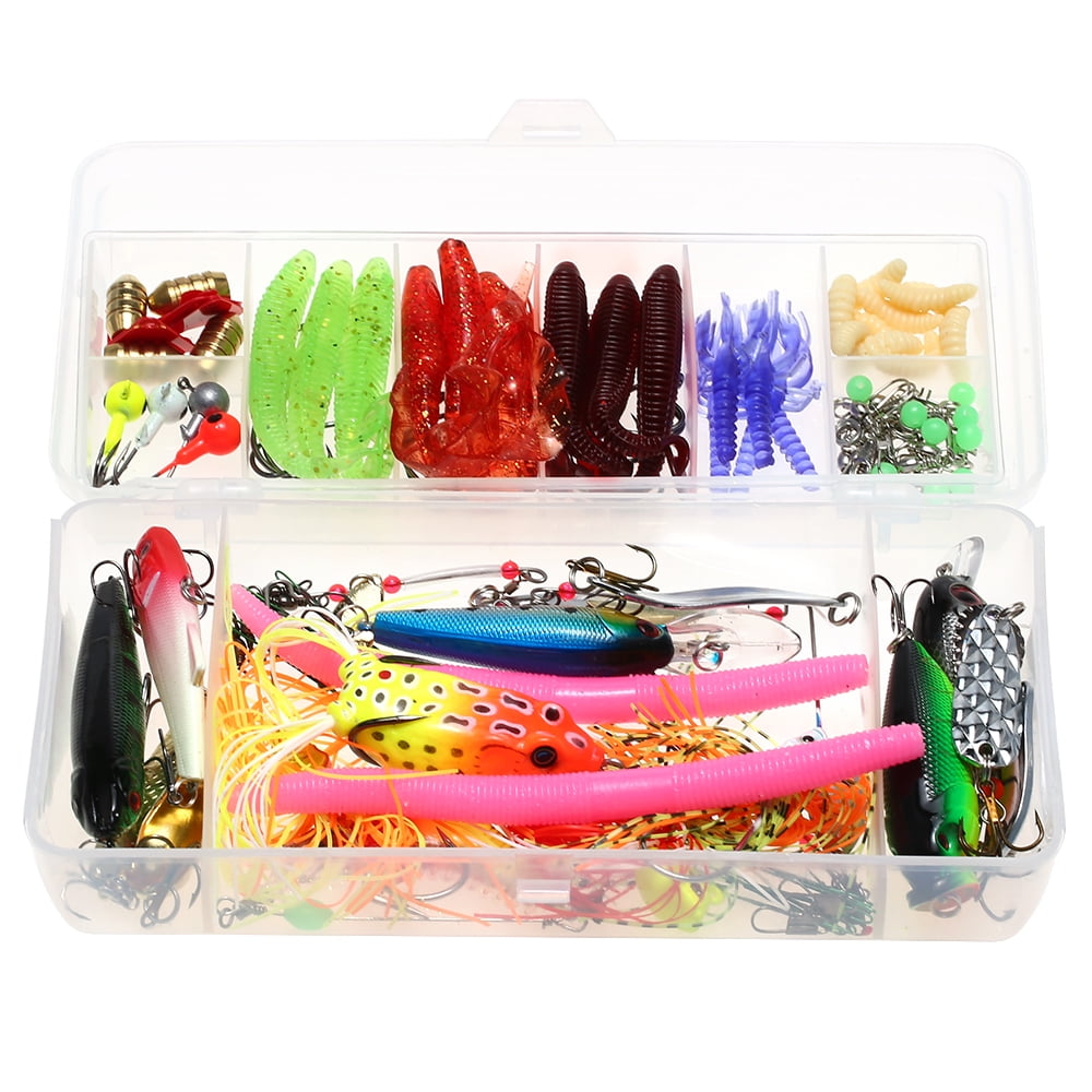 112pcs Fishing Lure Set Fishing Lure Bait Gear Kit Spinnerbaits Worms