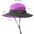 thumbnail image 5 of 2-piece summer sun hat for children aged 5-14 - Girls' wide-brimmed sun hat, Ponytail beach bucket hat, UPF sun protection, 5 of 7