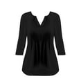 thumbnail image 6 of Yigetop Womens Tops! 3/4 Sleeve Blouses for Women Casual V Neck Summer Tops for Women with Leggings Pleated Curved Tunic 3/4 Sleeve Tops for Women Black L, 6 of 6