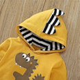 thumbnail image 4 of Conjunto de ropa para bebé recién nacido Yjmei con estampado de dinosaurio, suéter y pantalones a rayas con puños, de 9 a 12 meses, 4 of 5