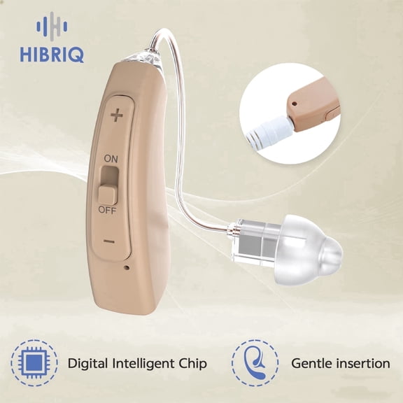 HIBRIQ Receiver-in-Canal Digital Hearing Aids with Noise Cancellation & Clear Sound for Seniors HH-1704