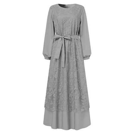 

Lace Long Dress | Breathable Round Neck Lace Dress for Women | Graceful Dress Suitable for Work Office Weekend Shopping