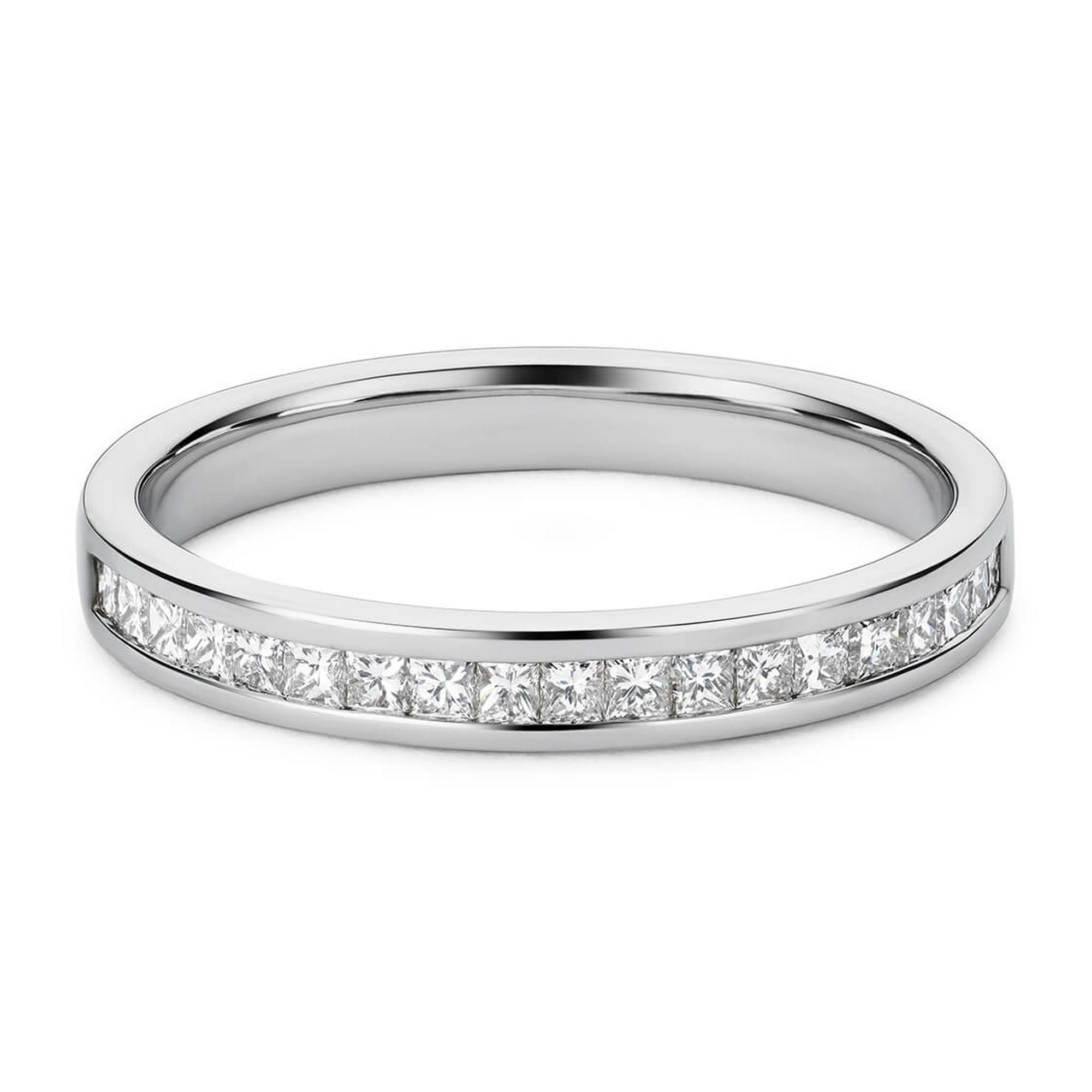 SparklingSplendor 1/2 Carat Channel Set Princess Cut Moissanite Diamond Wedding Band Ring in 925 Sterling Silver