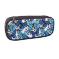 thumbnail image 2 of Picia Blue and White Butterflies Pattern Large Capacity PU Leather Pencil Case Organizer Pen Marker Holder Double Zipper Storage Bag Big Pencil Pouch for College Office, 2 of 6