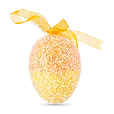 Way To Celebrate Easter 6" Orange & Yellow Ombre Tinsel Egg Ornament
