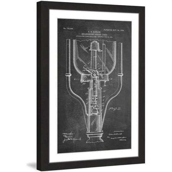 "Street Light 1904 Chalk" Framed Painting Print