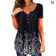 thumbnail image 3 of Qarigey Camiseta de poliéster para mujer, blusa plisada con estampado y cuello de pico, blusa lavable transpirable para interiores y exteriores, Prendas para la parte del cuerpo Floral METRO, 3 of 5
