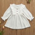 thumbnail image 3 of PENGXIANG Baby Autumn Clothes Solid Color O-Neck Flower Long Sleeves Ruffle Dress, 3 of 8