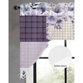 thumbnail image 2 of Spring Floral Swag Valances for Windows, Small Curtains Drapes, Dark Purple Flowers Patchwork Grid Bohemia Kitchen Window Curtains Over Sink Window Treatment Valance for Bedroom/Bathroom 56"x36", 2 of 5