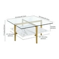 thumbnail image 5 of Evelyn&Zoe Otto 32" Wide Square Coffee Table with Faux Marble Shelf, Brass, 5 of 5