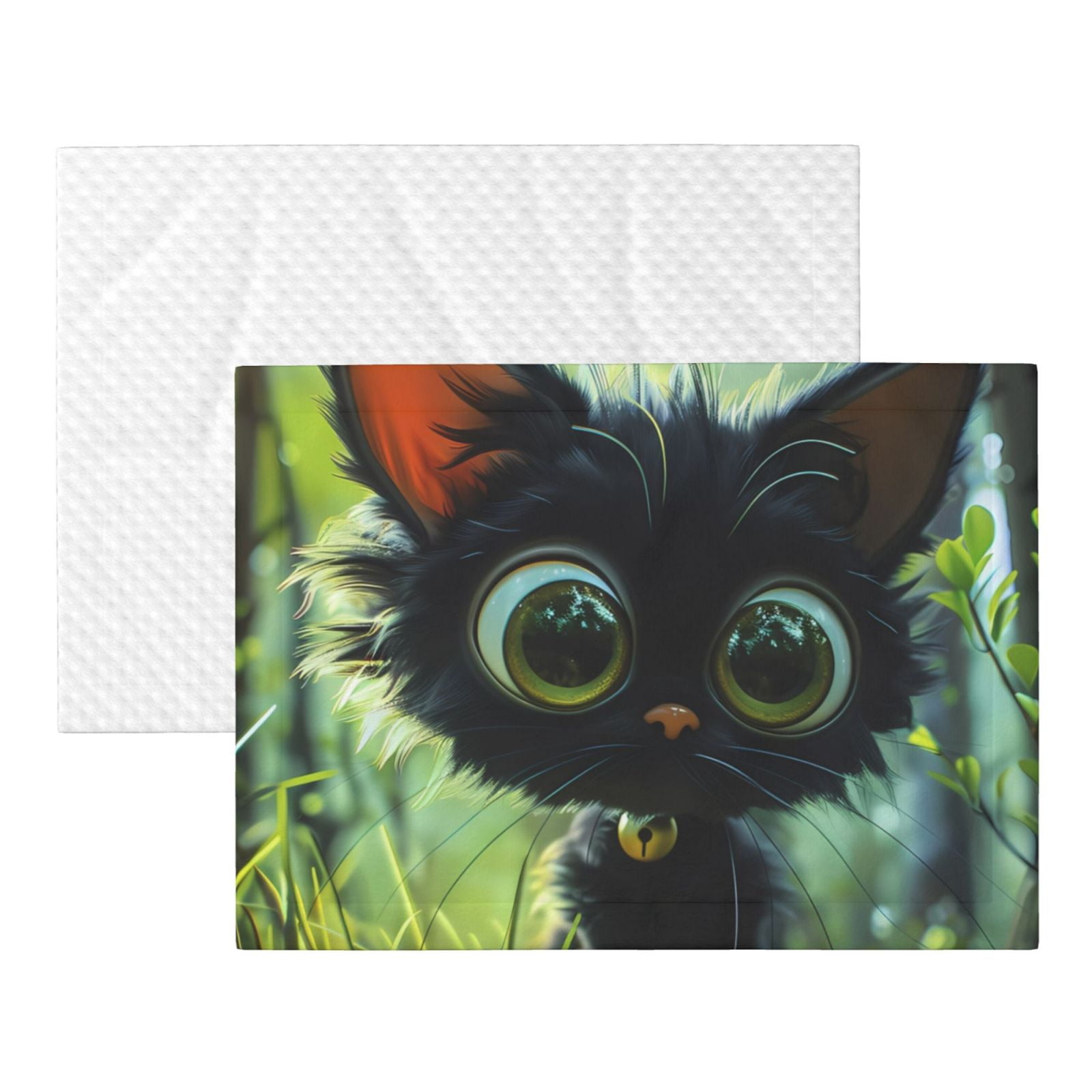 Naloa Cute Big-Eyed Black Cat Dog Blanket, 3 Sizes Cat Blanket for Indoor Cats Large Medium Small Dog Gifts-Small