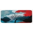 thumbnail image 1 of Lonely Tree Kitchen Mat, Ocean Mountains with Blurred Background Idyllic Nature Photo, Plush Decorative Kitchen Mat with Non Slip Backing, 47" X 19", Vermilion Blue, by Ambesonne, 1 of 1