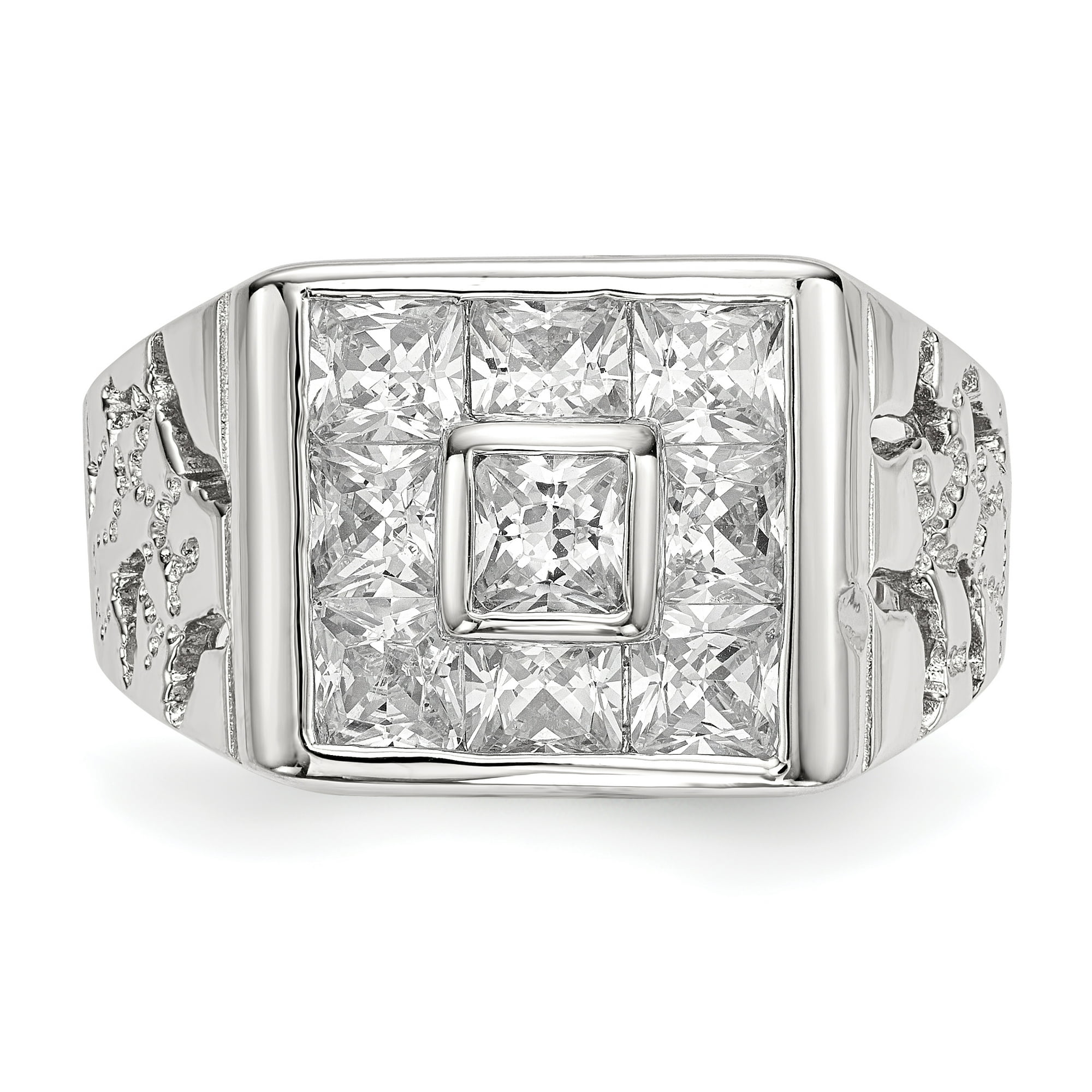 JewelryWeb Men s Solid Polished Open Back CZ Cubic Zirconia Ring