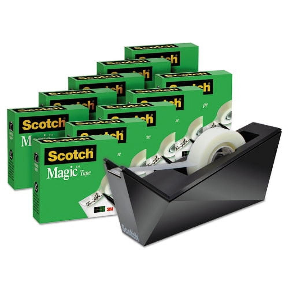 Magic Tape Desktop Dispenser Value Pack, 1" Core, 0.75" X 83.33 Ft, Clear, 10/pack | Bundle of 5 Packs