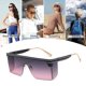 thumbnail image 5 of Gafas de sol sin marco de una sola pieza, gafas de sol de tendencia de moda con montura grande, hechas de metal, 5 of 5