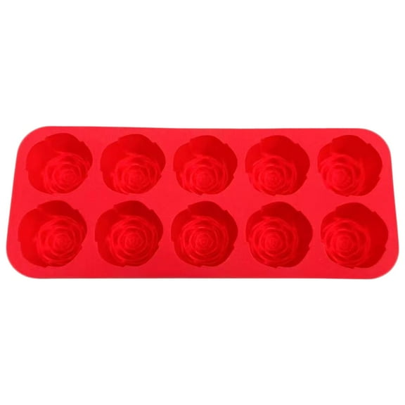 Under $5 Silicone Mold, Mousse Mold, 10,Cavity Rose Silicone Mold for Baking & Crafts , Easy Release Non,Stick Design , Ideal for Candles & Soap Making, Red, by Goohae