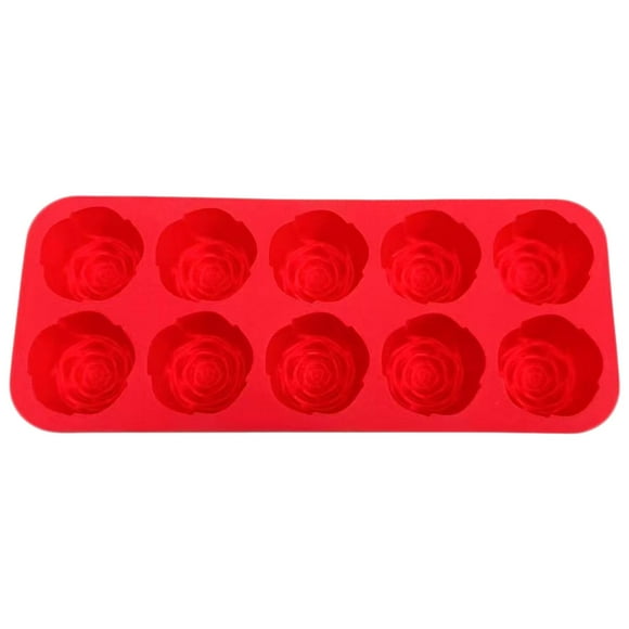 Silicone Rose Mold for Baking & Crafts, 10-Cavity Flower Shape Mold for Chocolate, Soap, Resin, Oven & Freezer Safe, Easy Demold & Clean, A Silicone Mold
