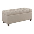 thumbnail image 1 of HomePop Ainsley Traditional Fabric Button Tufted Storage Bench in Tan, 1 of 9
