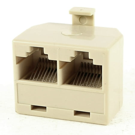 - Dual RJ45 8P8C Plug Jack Telephone Cord Converter Coupler Beige