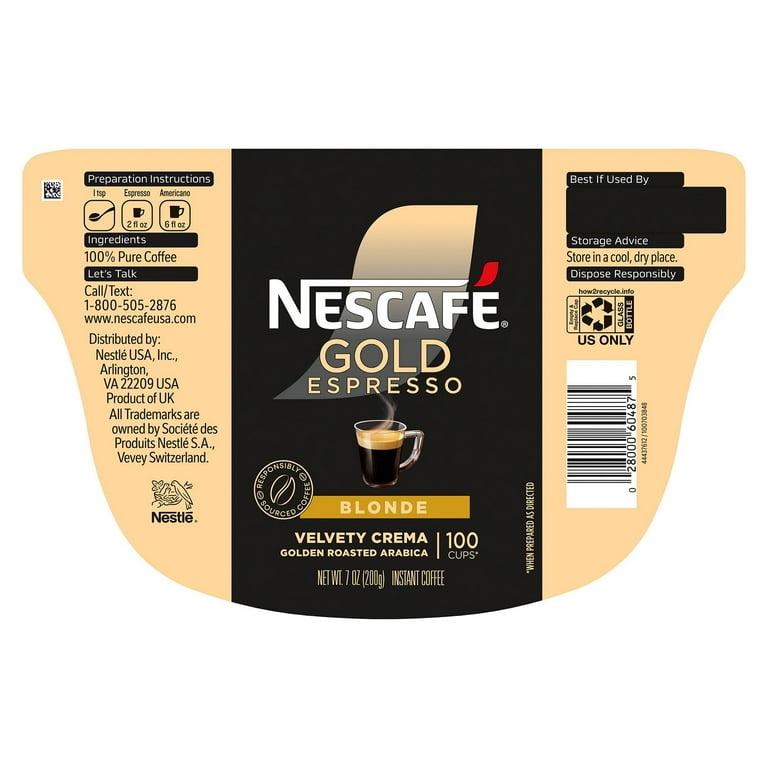 Nescafe Instant Coffee, Gold Espresso Blonde, 7 Ounce - Walmart.com