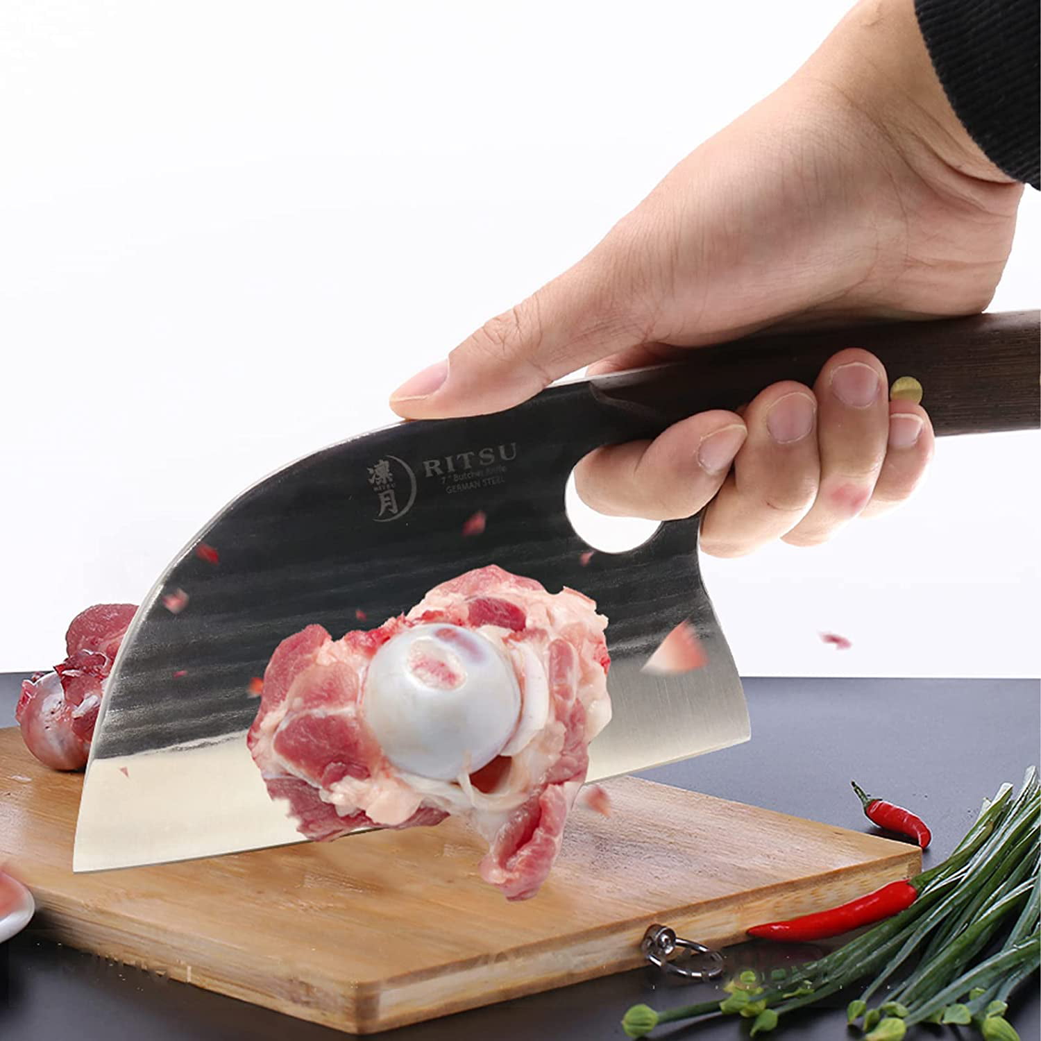  ENOKING Cleaver Knife, Meat Cleaver Hand Forged Serbian Chef  Knife German High Carbon Stainless Steel Vegetable Cleaver: Home & Kitchen